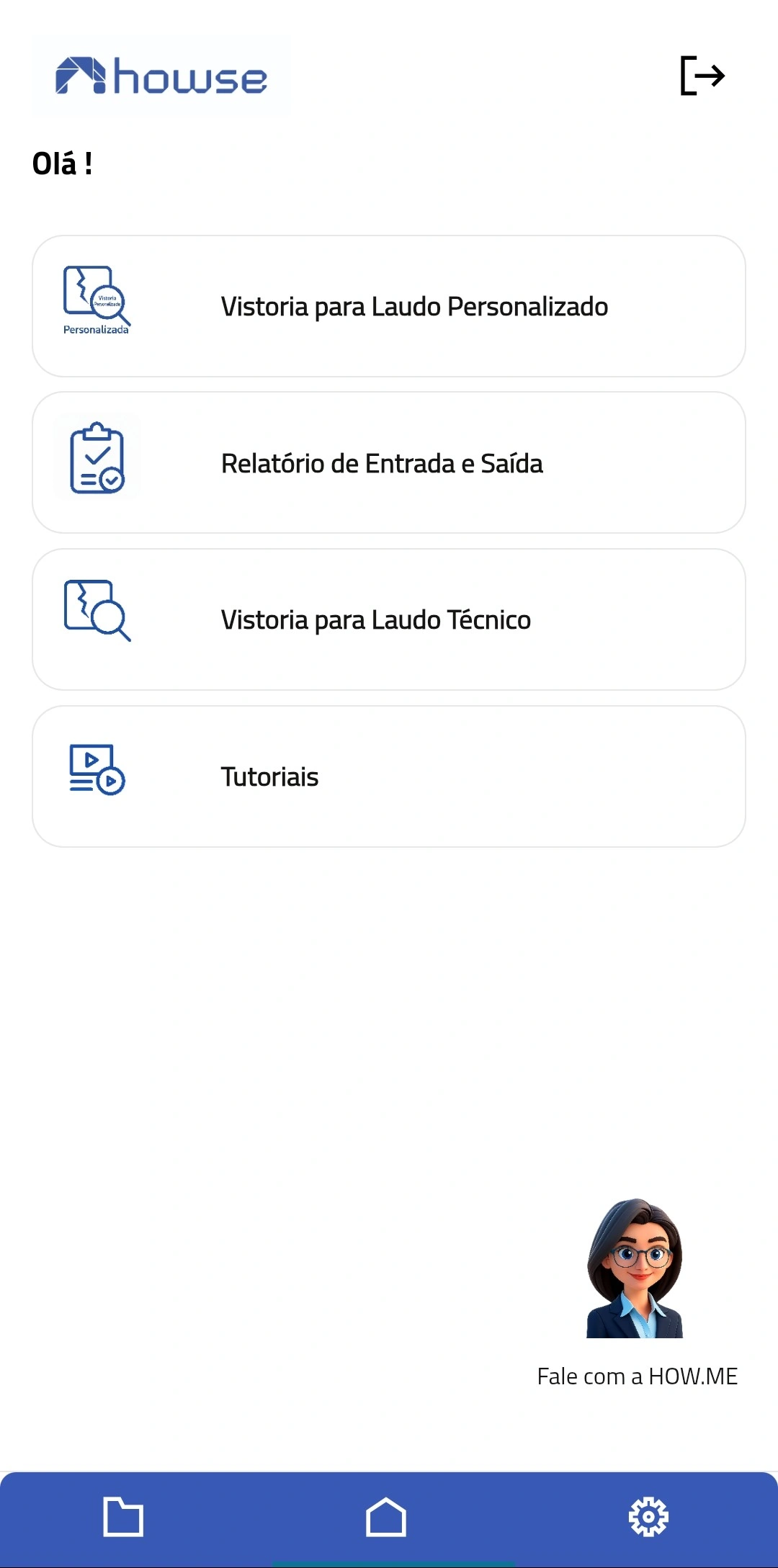 Menu de vistorias